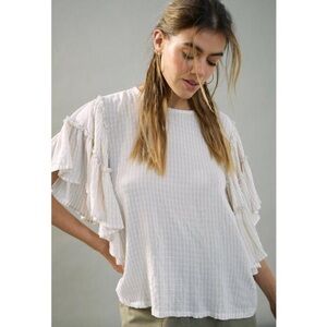 Anthro PILCRO Sybil Striped Ruffle Sleeve Blouse Top